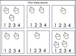 Preschool  Worksheet for October How Many Acorns