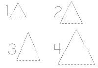 October preschool worksheet – Four Triangles, trace the triangles. 